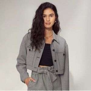 Wilfred Black and White Gingham Cropped Jacket